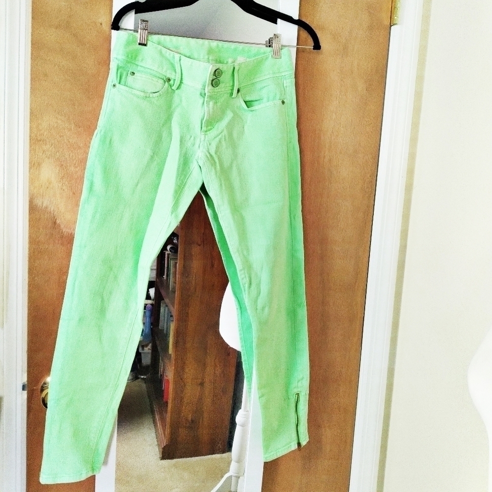 Lilly Pulitzer Worth Skinny Mini Zip Jeans Green